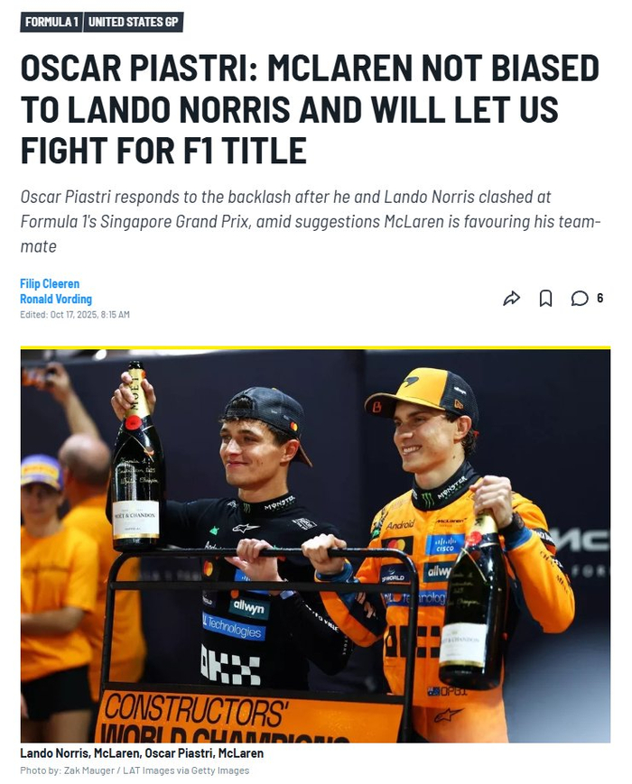 包含梅赛德斯碾压迈凯伦，皮亚斯特里扛起全队的词条